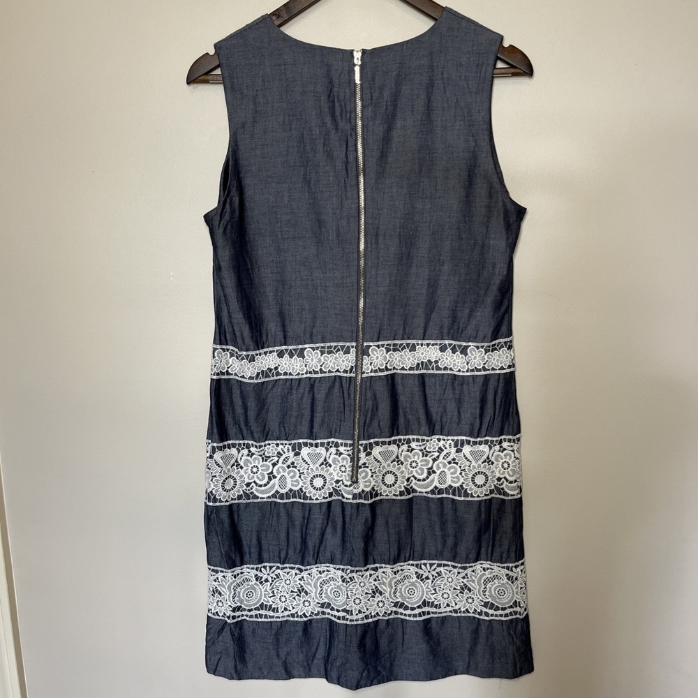 KARL LAGERFELD PARIS  Sleeveless Dress Denim Lace Size 8 Office Career‎ - Picture 2 of 9